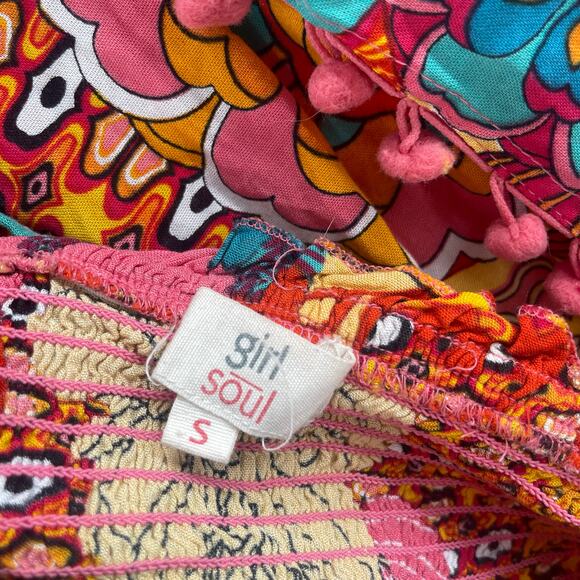 GIRL SOUL Set Size Small Pants and Bandeau Hippie Boho Bohemian Pom Pom Retro - Picture 2 of 15